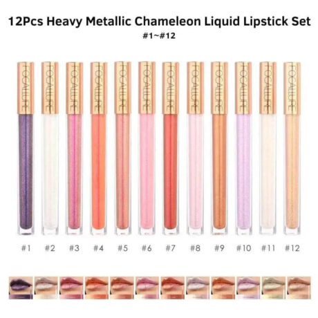 12Pcs Heavy Metallic Chameleon Liquid Lipstick Set #1~#12